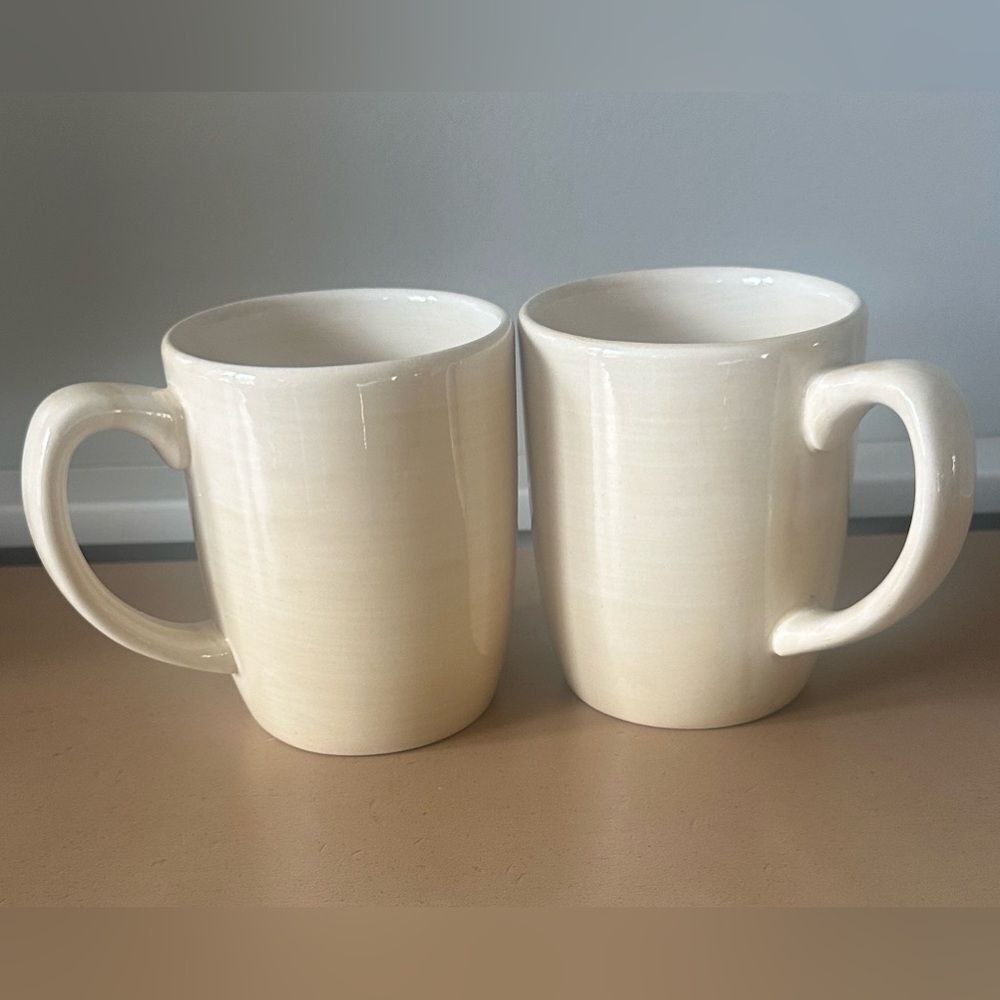 Pier 1 Pale Yellow Glazed Earthenware Mug Set (2)